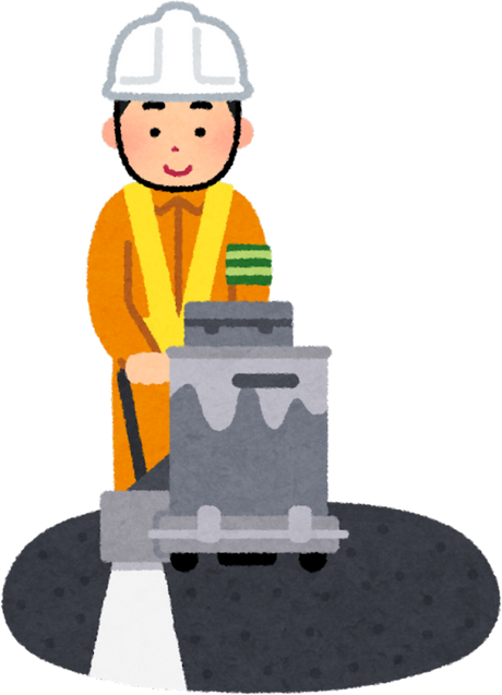 Illustration of a Road Worker Using a Line Marking Machine